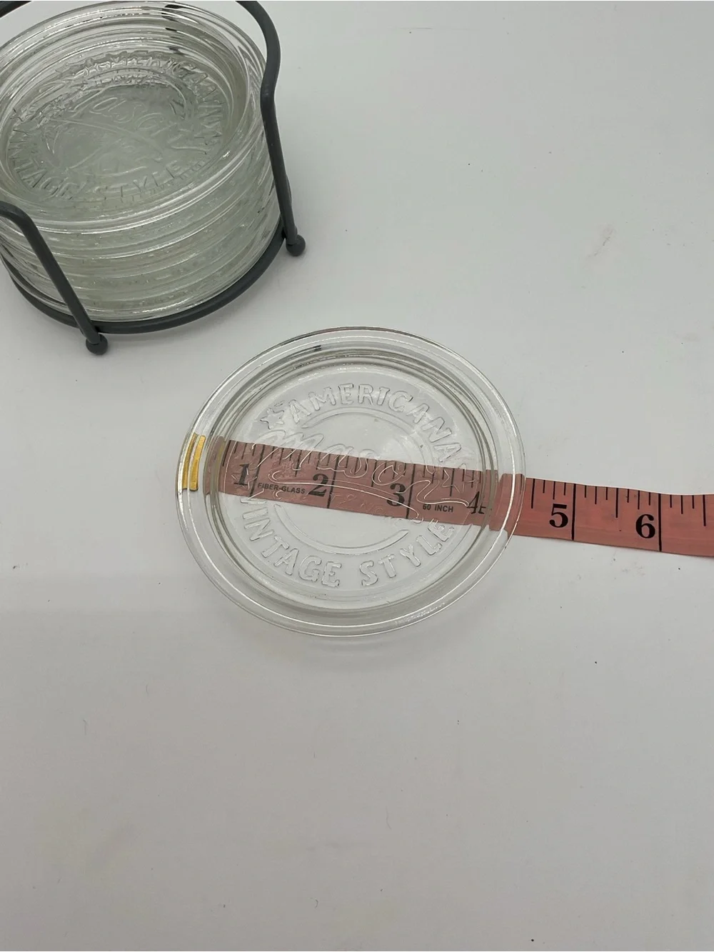 Mason Glass Coaster Set with Metal Holder - Clear
